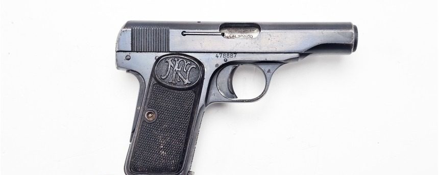FN Model 1910 .380 ACP pistol, serial 478887, right profile